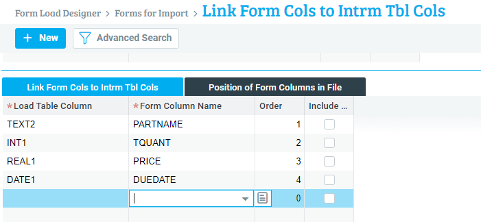 Link Form Cols to Load Tbl Cols